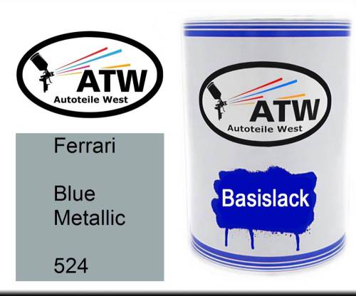 Ferrari, Blue Metallic, 524: 500ml Lackdose, von ATW Autoteile West.